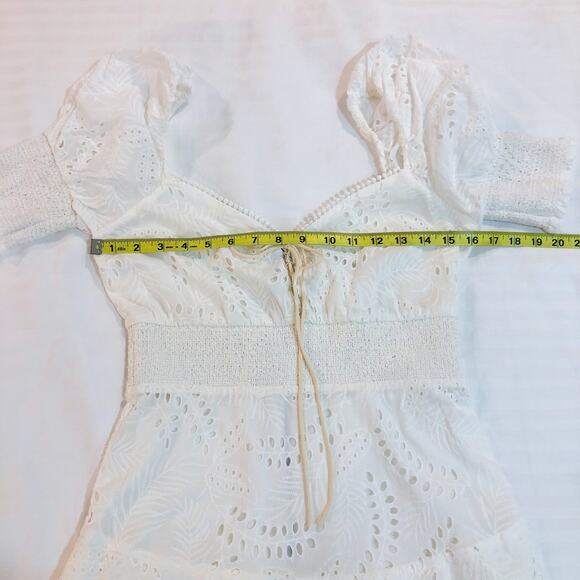 Alice and Olivia Crawford White Eyelet Mini Ruffle Dress - Picture 8 of 12